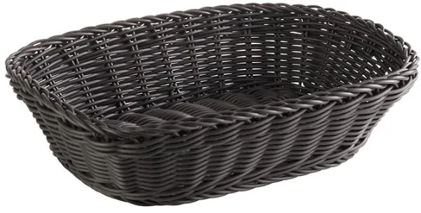 Udgår: Brødkurv, rektangulær, sort plastflet, 26,5x19xH7 cm